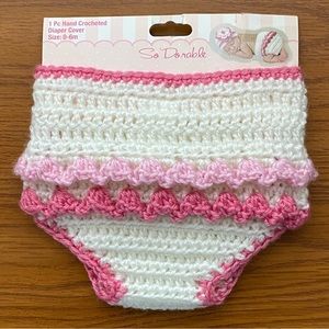 Diaper Cover size 0 6 months New NWT baby Girls boutique Pink white Crocheted